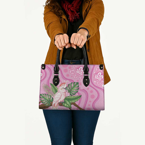Australia Breast Cancer Awareness Leather Bag Pink Cockatoo Ribbon Aboriginal Dot Art