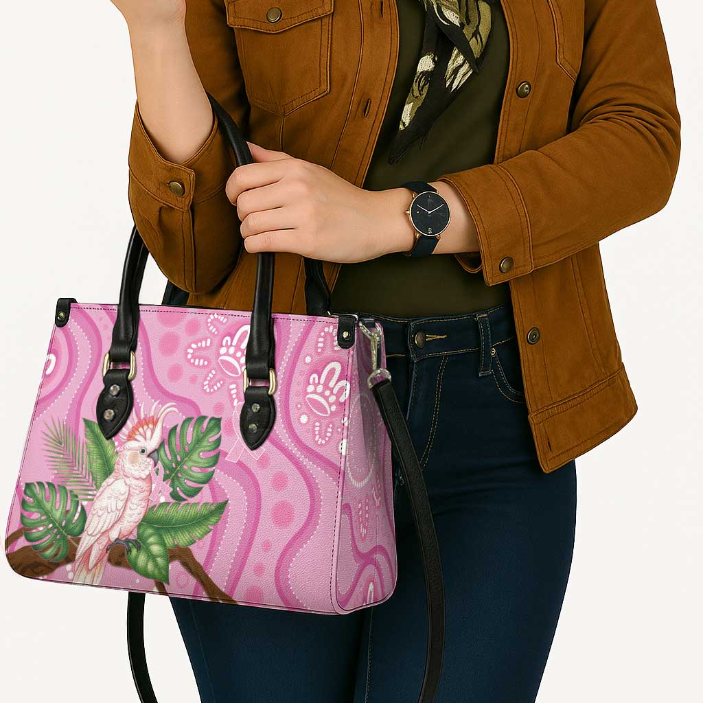 Australia Breast Cancer Awareness Leather Bag Pink Cockatoo Ribbon Aboriginal Dot Art