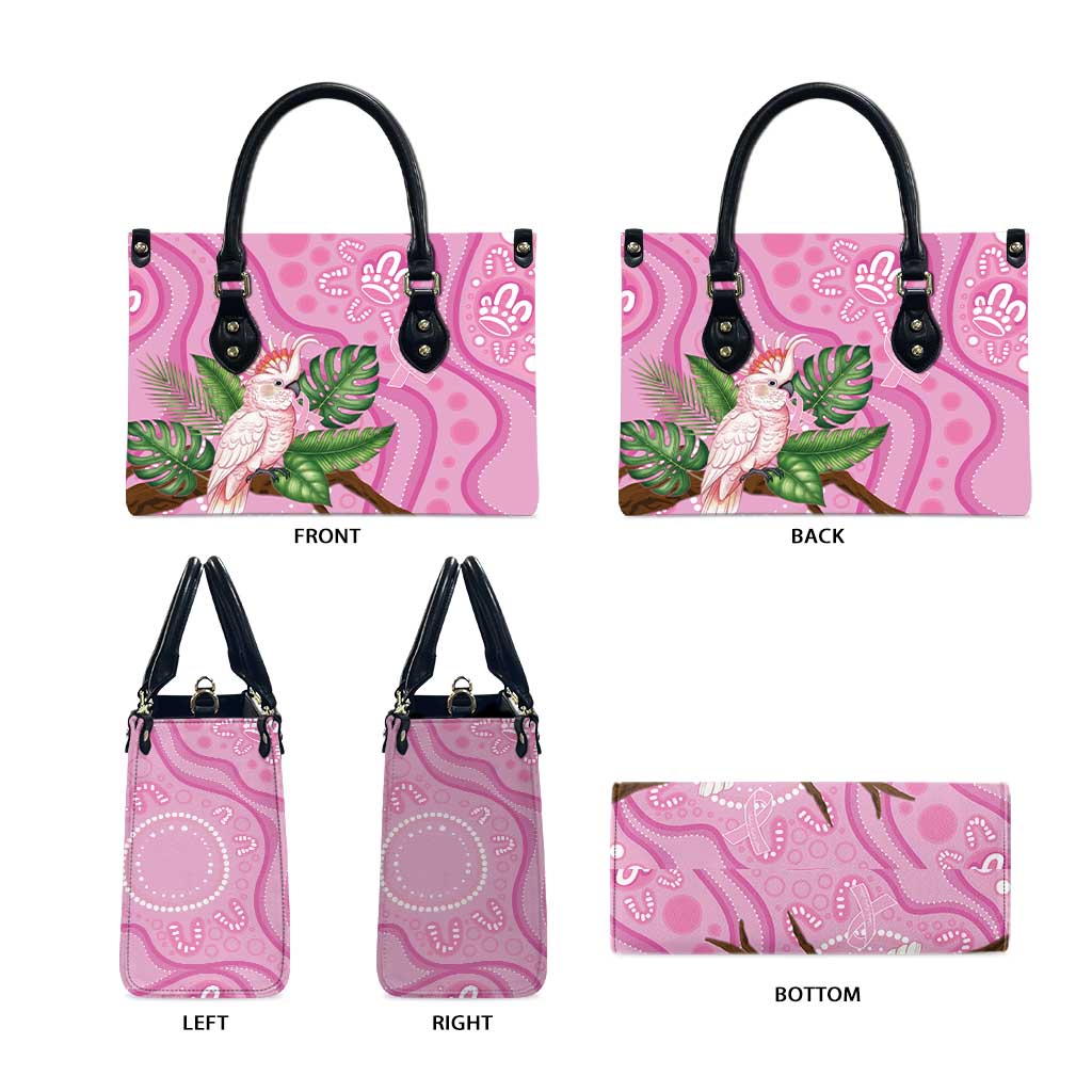 Australia Breast Cancer Awareness Leather Bag Pink Cockatoo Ribbon Aboriginal Dot Art