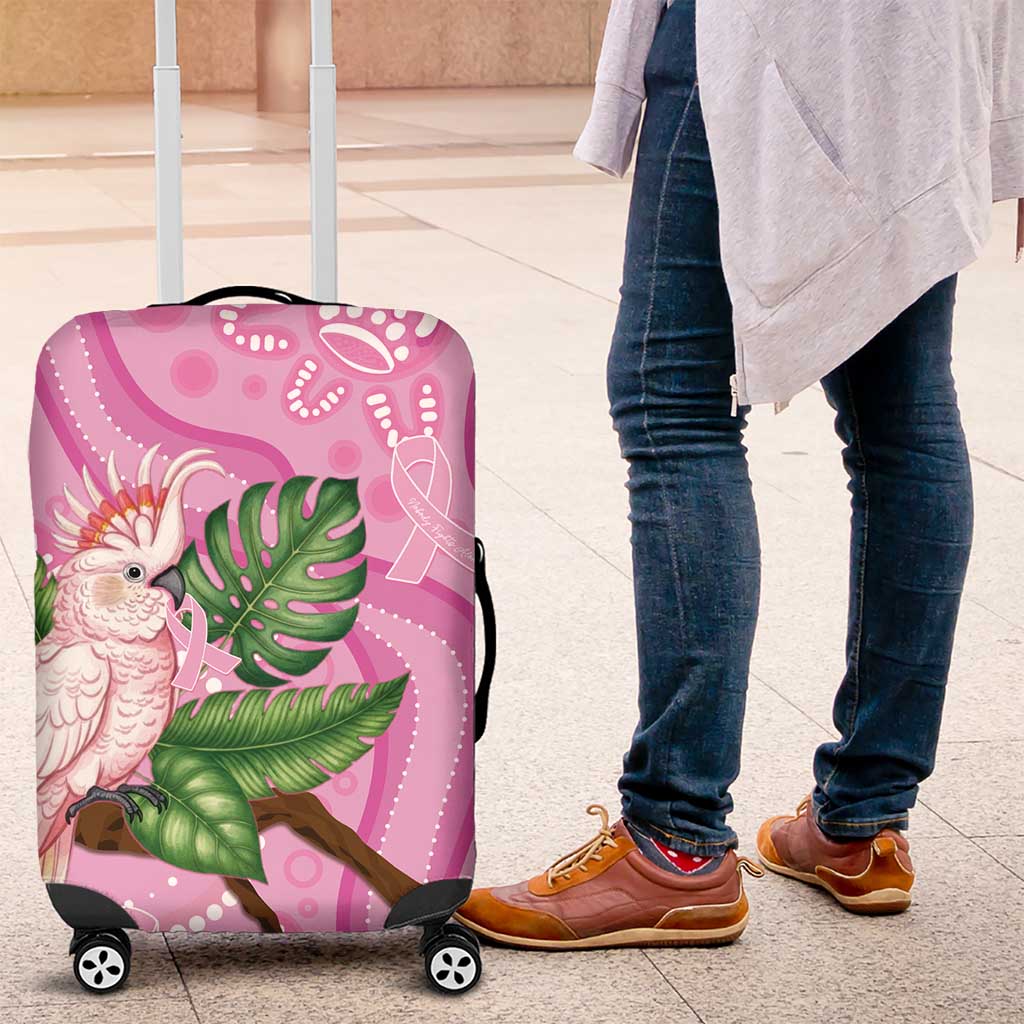 Australia Breast Cancer Awareness Luggage Cover Pink Cockatoo Ribbon Aboriginal Dot Art