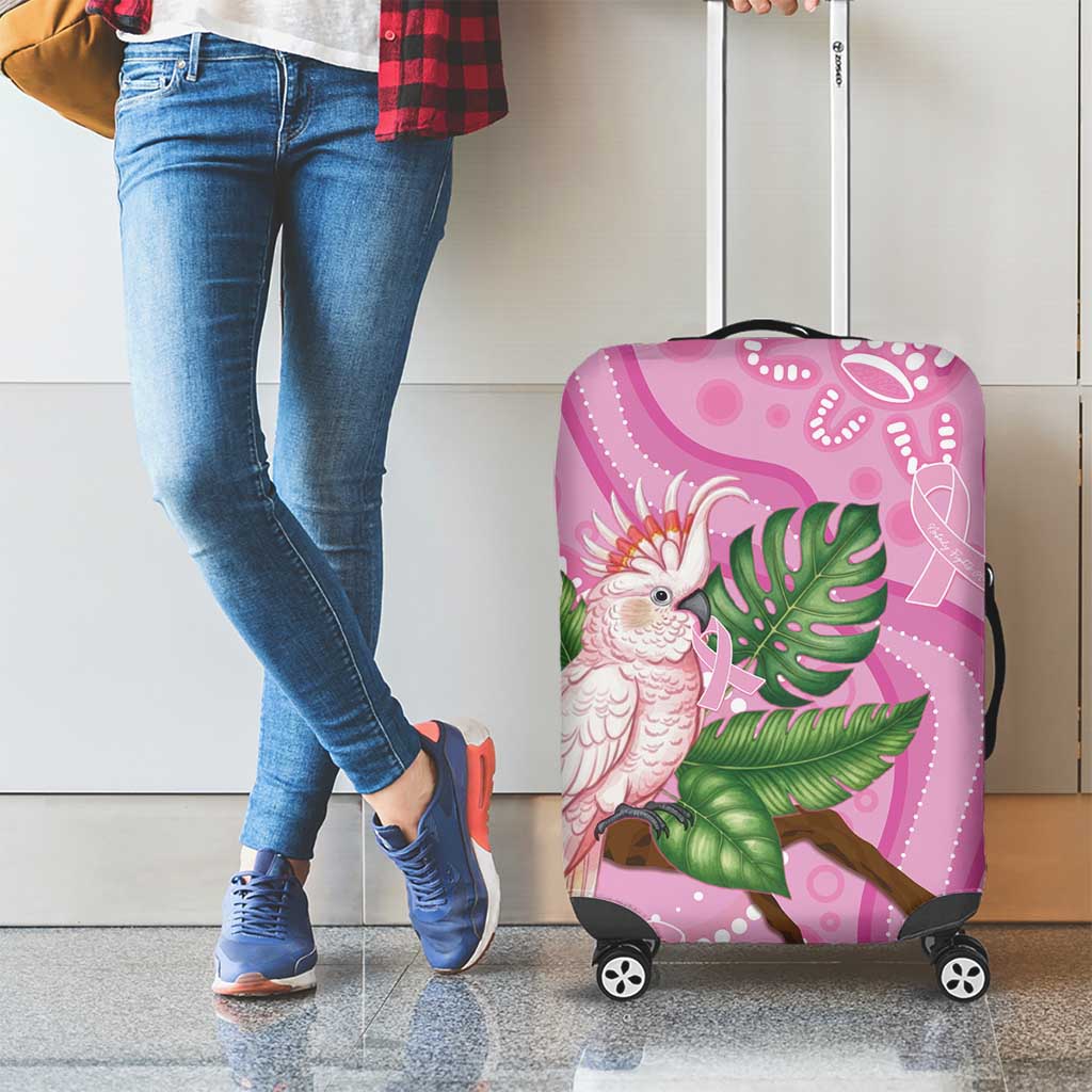 Australia Breast Cancer Awareness Luggage Cover Pink Cockatoo Ribbon Aboriginal Dot Art