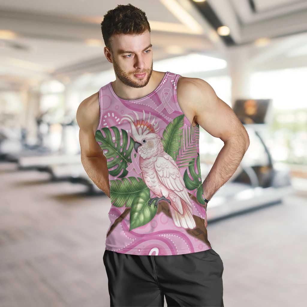Australia Breast Cancer Awareness Men Tank Top Pink Cockatoo Ribbon Aboriginal Dot Art