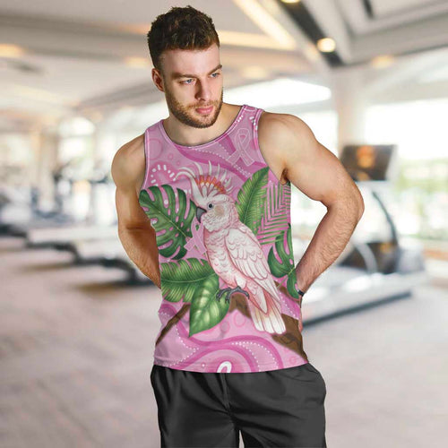 Australia Breast Cancer Awareness Men Tank Top Pink Cockatoo Ribbon Aboriginal Dot Art