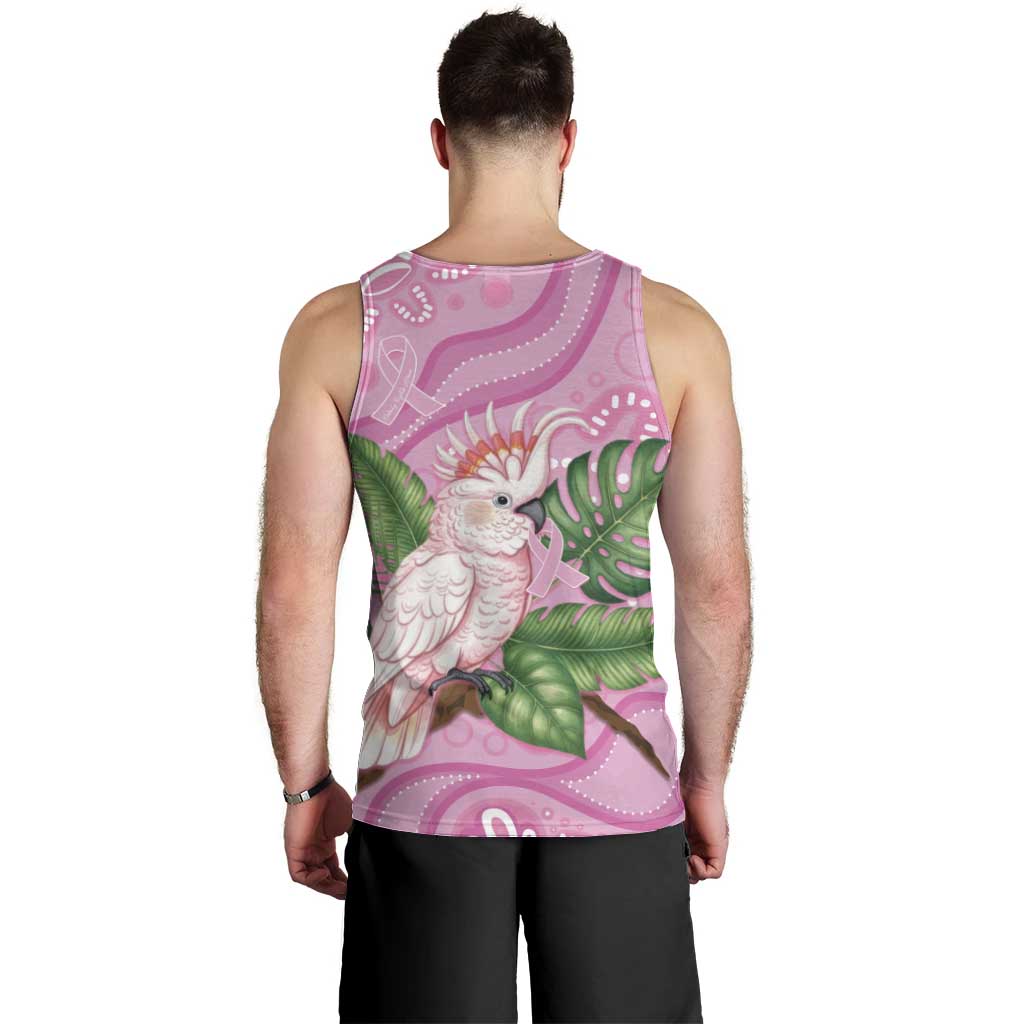 Australia Breast Cancer Awareness Men Tank Top Pink Cockatoo Ribbon Aboriginal Dot Art