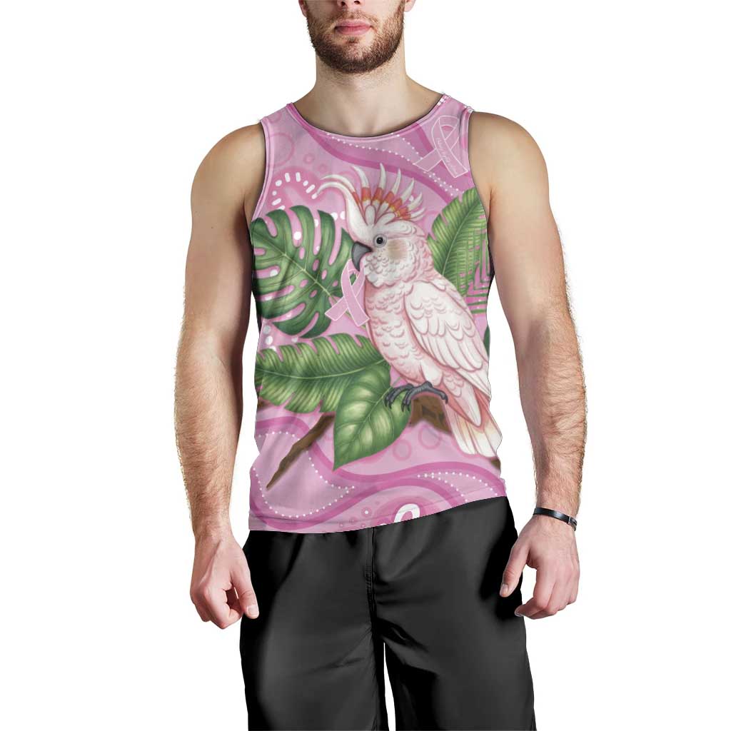 Australia Breast Cancer Awareness Men Tank Top Pink Cockatoo Ribbon Aboriginal Dot Art