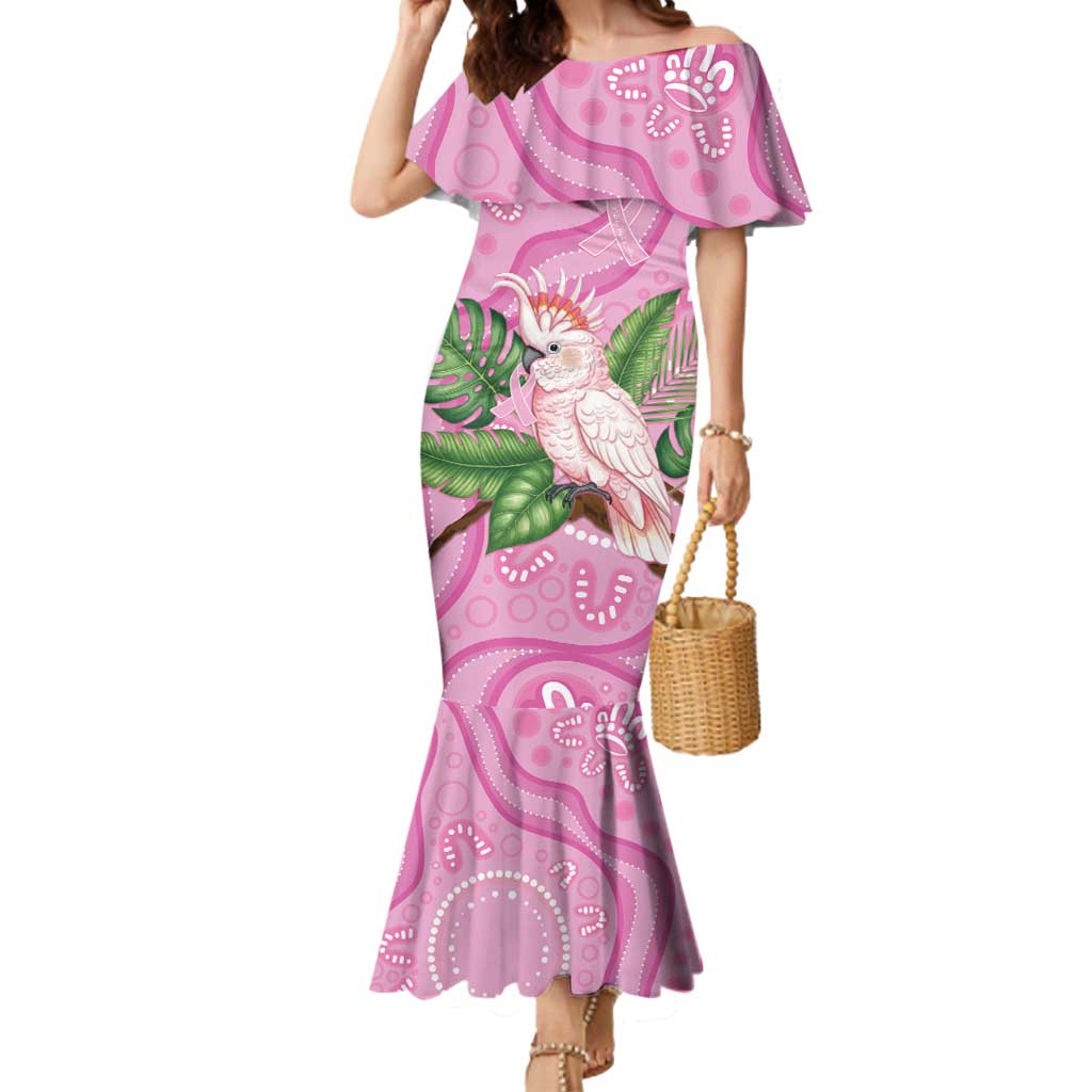 Australia Breast Cancer Awareness Mermaid Dress Pink Cockatoo Ribbon Aboriginal Dot Art