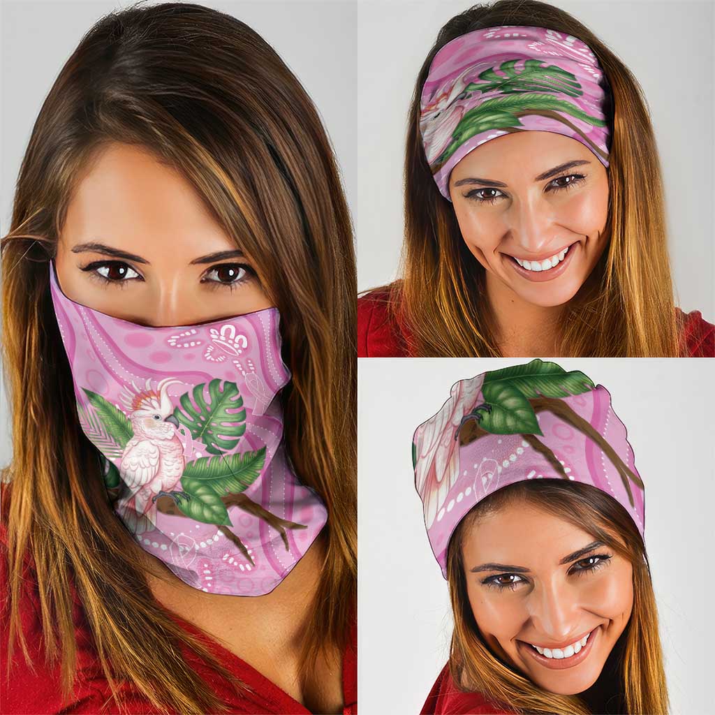 Australia Breast Cancer Awareness Neck Gaiter Pink Cockatoo Ribbon Aboriginal Dot Art