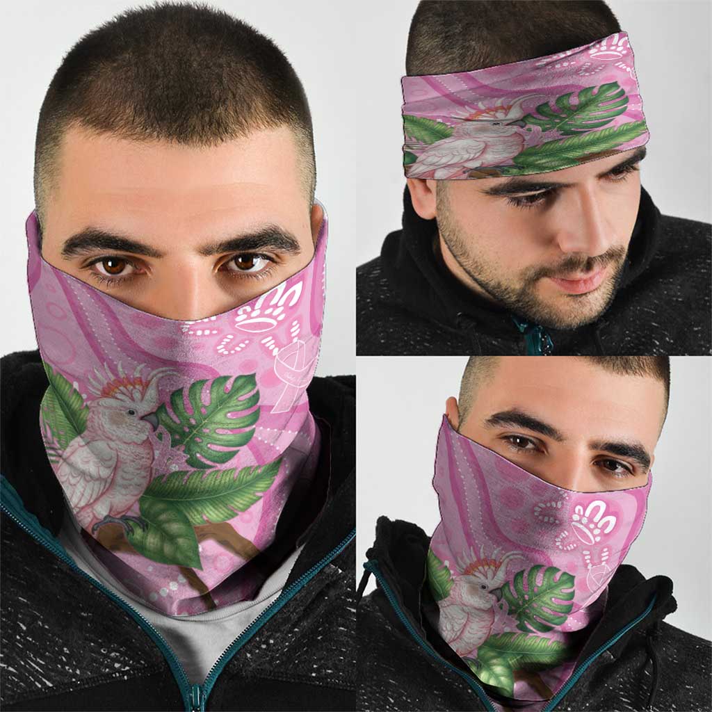 Australia Breast Cancer Awareness Neck Gaiter Pink Cockatoo Ribbon Aboriginal Dot Art