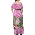 Australia Breast Cancer Awareness Off Shoulder Maxi Dress Pink Cockatoo Ribbon Aboriginal Dot Art