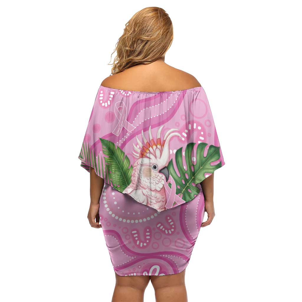 Australia Breast Cancer Awareness Off Shoulder Short Dress Pink Cockatoo Ribbon Aboriginal Dot Art
