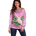 Australia Breast Cancer Awareness Off Shoulder Sweater Pink Cockatoo Ribbon Aboriginal Dot Art