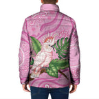 Australia Breast Cancer Awareness Padded Jacket Pink Cockatoo Ribbon Aboriginal Dot Art