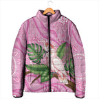 Australia Breast Cancer Awareness Padded Jacket Pink Cockatoo Ribbon Aboriginal Dot Art