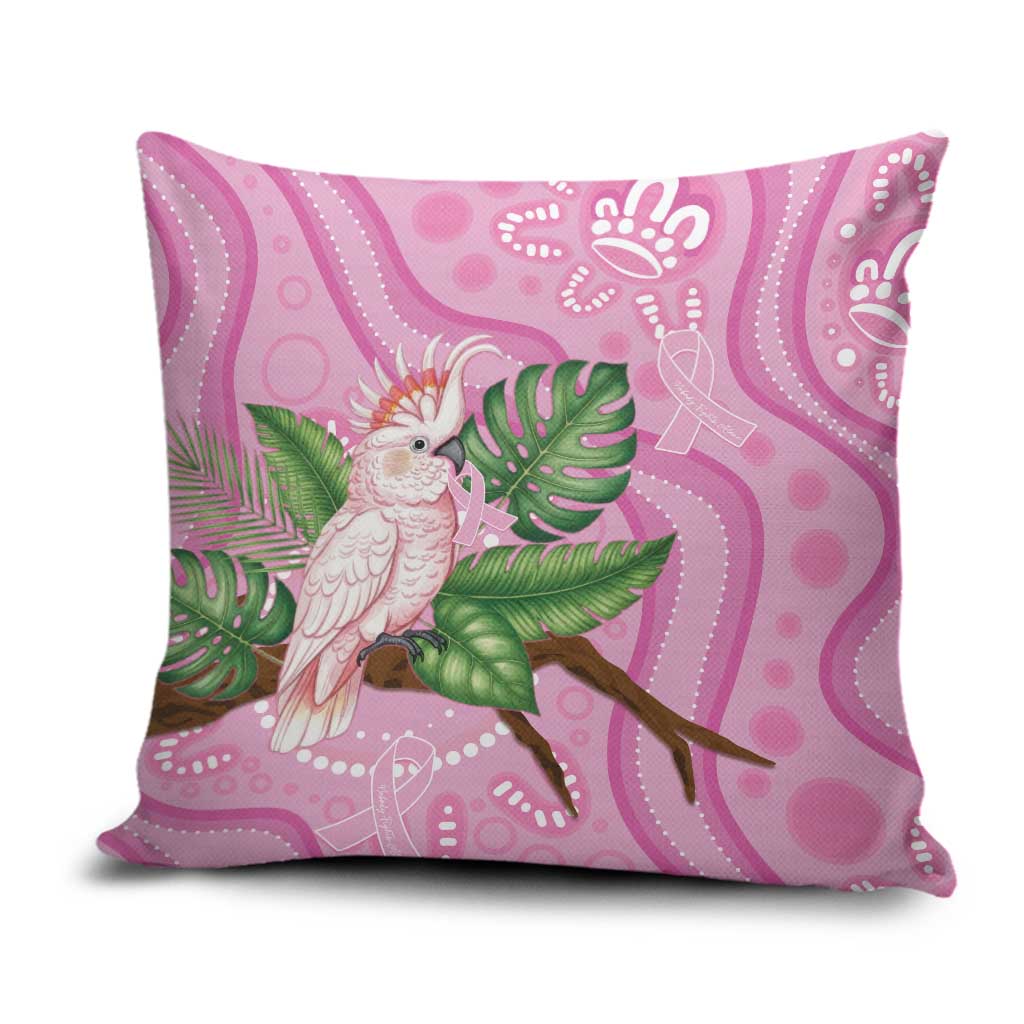 Australia Breast Cancer Awareness Pillow Cover Pink Cockatoo Ribbon Aboriginal Dot Art