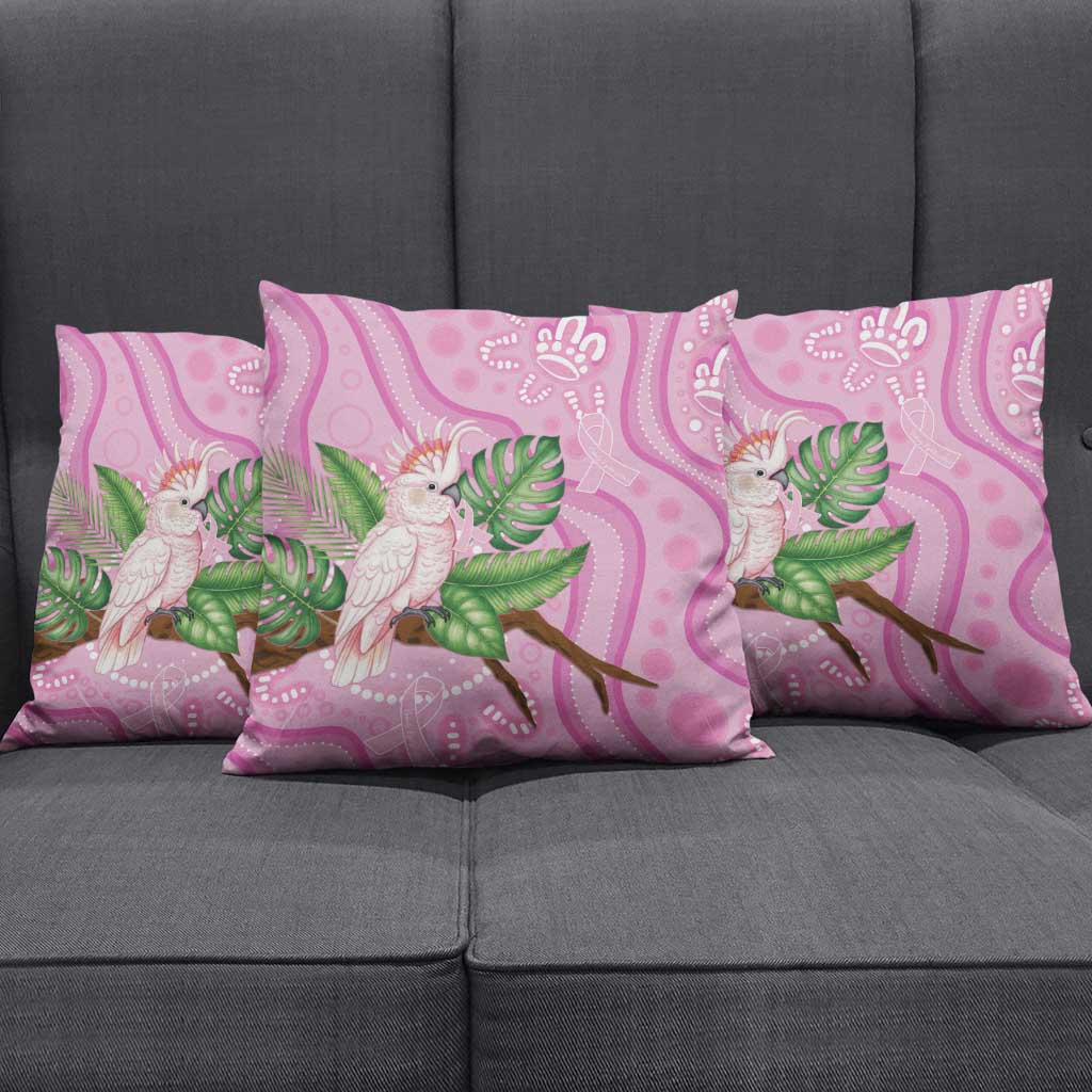 Australia Breast Cancer Awareness Pillow Cover Pink Cockatoo Ribbon Aboriginal Dot Art