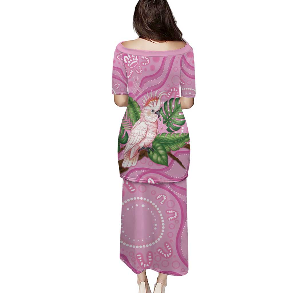 Australia Breast Cancer Awareness Puletasi Pink Cockatoo Ribbon Aboriginal Dot Art