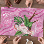 Australia Breast Cancer Awareness Puzzle Pink Cockatoo Ribbon Aboriginal Dot Art