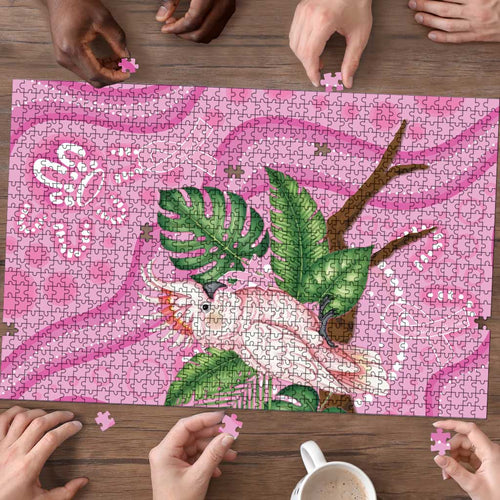 Australia Breast Cancer Awareness Puzzle Pink Cockatoo Ribbon Aboriginal Dot Art