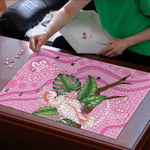 Australia Breast Cancer Awareness Puzzle Pink Cockatoo Ribbon Aboriginal Dot Art