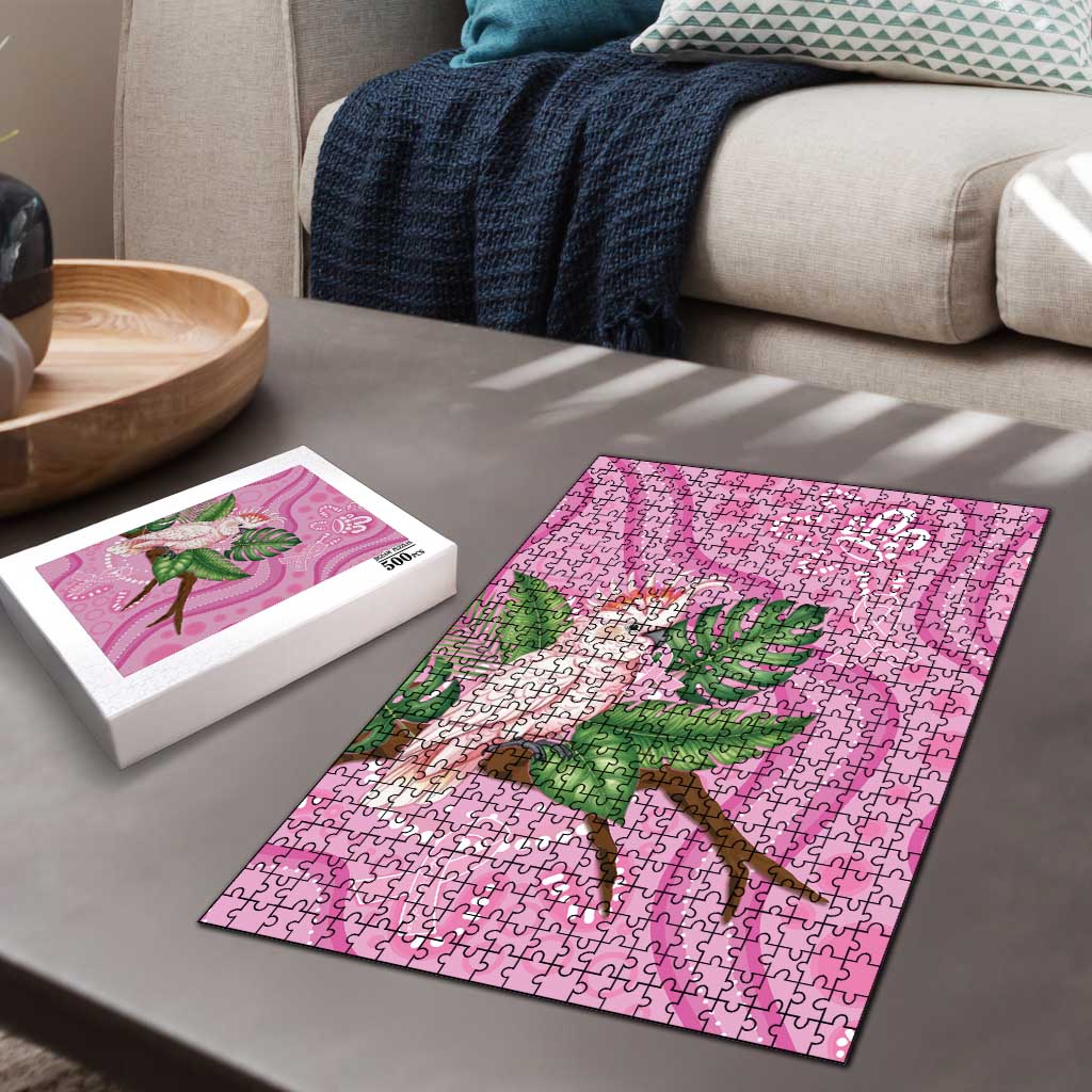 Australia Breast Cancer Awareness Puzzle Pink Cockatoo Ribbon Aboriginal Dot Art