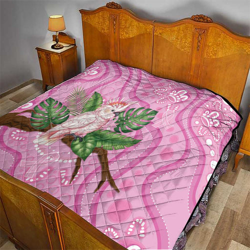 Australia Breast Cancer Awareness Quilt Pink Cockatoo Ribbon Aboriginal Dot Art