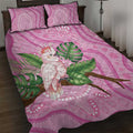 Australia Breast Cancer Awareness Quilt Bed Set Pink Cockatoo Ribbon Aboriginal Dot Art