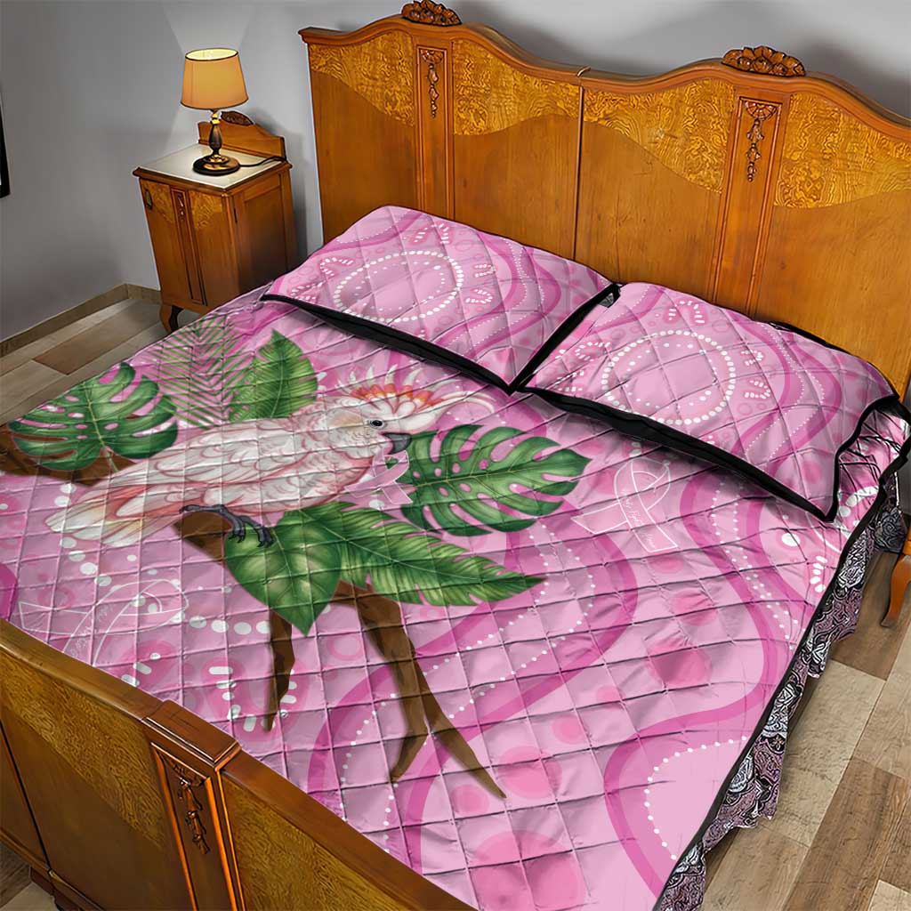 Australia Breast Cancer Awareness Quilt Bed Set Pink Cockatoo Ribbon Aboriginal Dot Art
