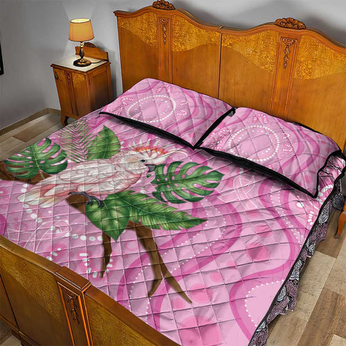 Australia Breast Cancer Awareness Quilt Bed Set Pink Cockatoo Ribbon Aboriginal Dot Art