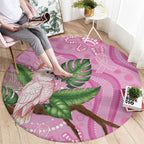 Australia Breast Cancer Awareness Round Carpet Pink Cockatoo Ribbon Aboriginal Dot Art