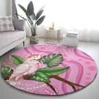 Australia Breast Cancer Awareness Round Carpet Pink Cockatoo Ribbon Aboriginal Dot Art