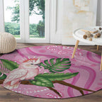 Australia Breast Cancer Awareness Round Carpet Pink Cockatoo Ribbon Aboriginal Dot Art