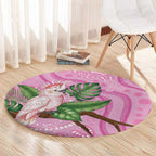 Australia Breast Cancer Awareness Round Carpet Pink Cockatoo Ribbon Aboriginal Dot Art