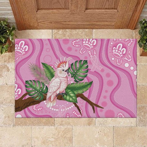 Australia Breast Cancer Awareness Rubber Doormat Pink Cockatoo Ribbon Aboriginal Dot Art
