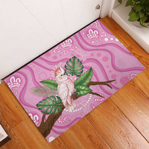 Australia Breast Cancer Awareness Rubber Doormat Pink Cockatoo Ribbon Aboriginal Dot Art
