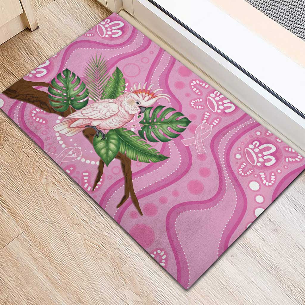 Australia Breast Cancer Awareness Rubber Doormat Pink Cockatoo Ribbon Aboriginal Dot Art