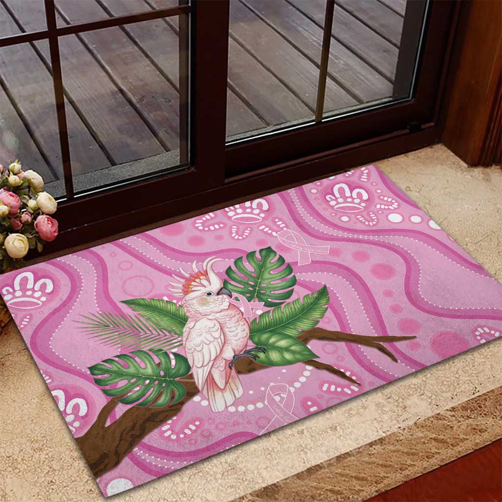 Australia Breast Cancer Awareness Rubber Doormat Pink Cockatoo Ribbon Aboriginal Dot Art