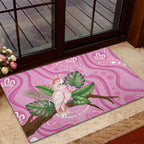 Australia Breast Cancer Awareness Rubber Doormat Pink Cockatoo Ribbon Aboriginal Dot Art