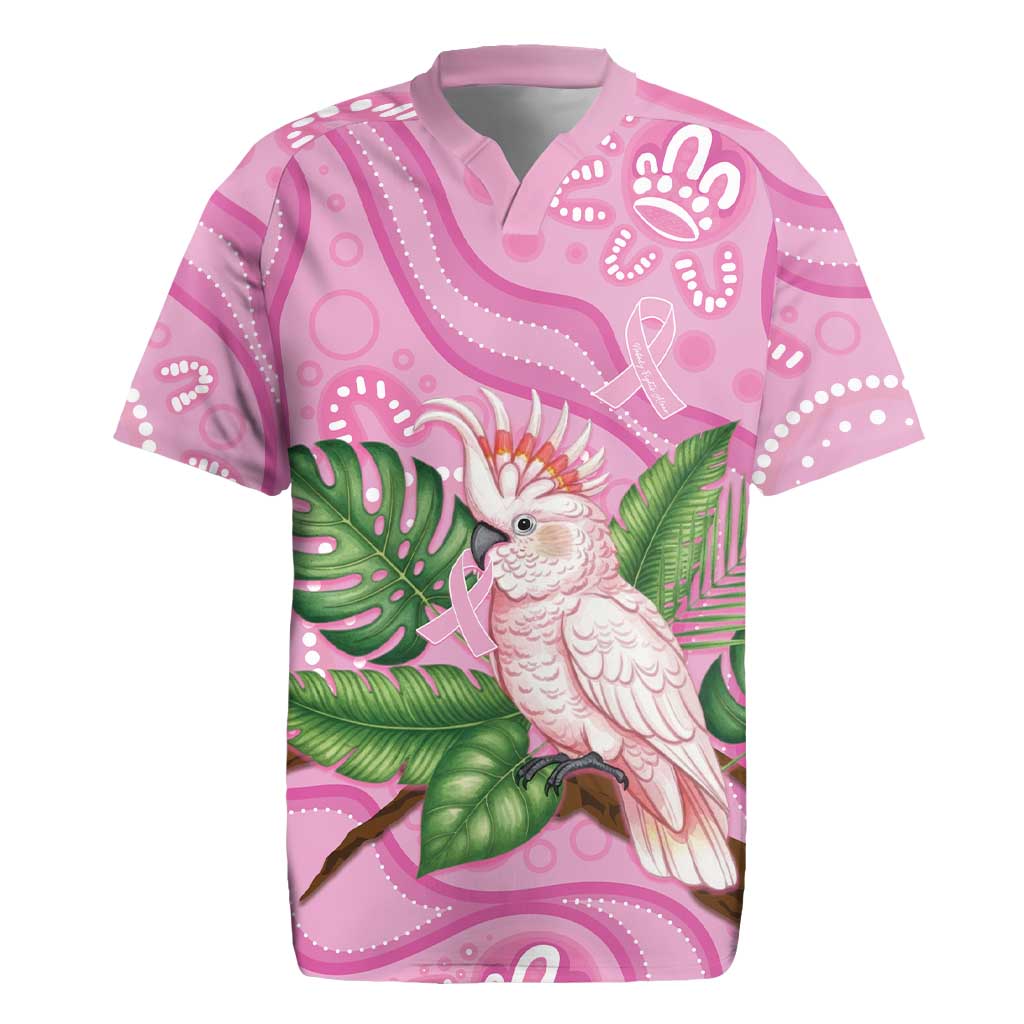 Australia Breast Cancer Awareness Rugby Jersey Pink Cockatoo Ribbon Aboriginal Dot Art