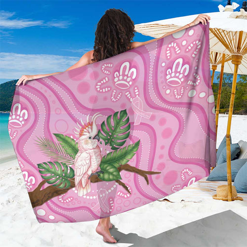 Australia Breast Cancer Awareness Sarong Pink Cockatoo Ribbon Aboriginal Dot Art