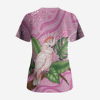 Australia Breast Cancer Awareness Scrub Top Pink Cockatoo Ribbon Aboriginal Dot Art