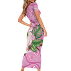 Australia Breast Cancer Awareness Short Sleeve Bodycon Dress Pink Cockatoo Ribbon Aboriginal Dot Art
