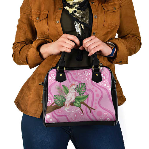 Australia Breast Cancer Awareness Shoulder Handbag Pink Cockatoo Ribbon Aboriginal Dot Art