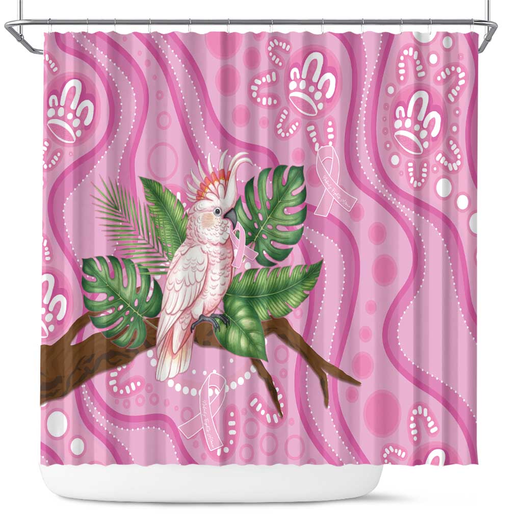 Australia Breast Cancer Awareness Shower Curtain Pink Cockatoo Ribbon Aboriginal Dot Art