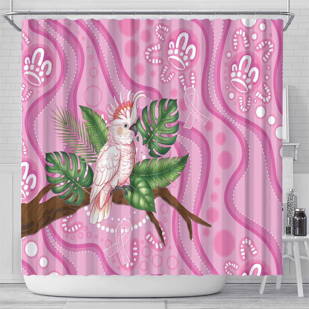 Australia Breast Cancer Awareness Shower Curtain Pink Cockatoo Ribbon Aboriginal Dot Art