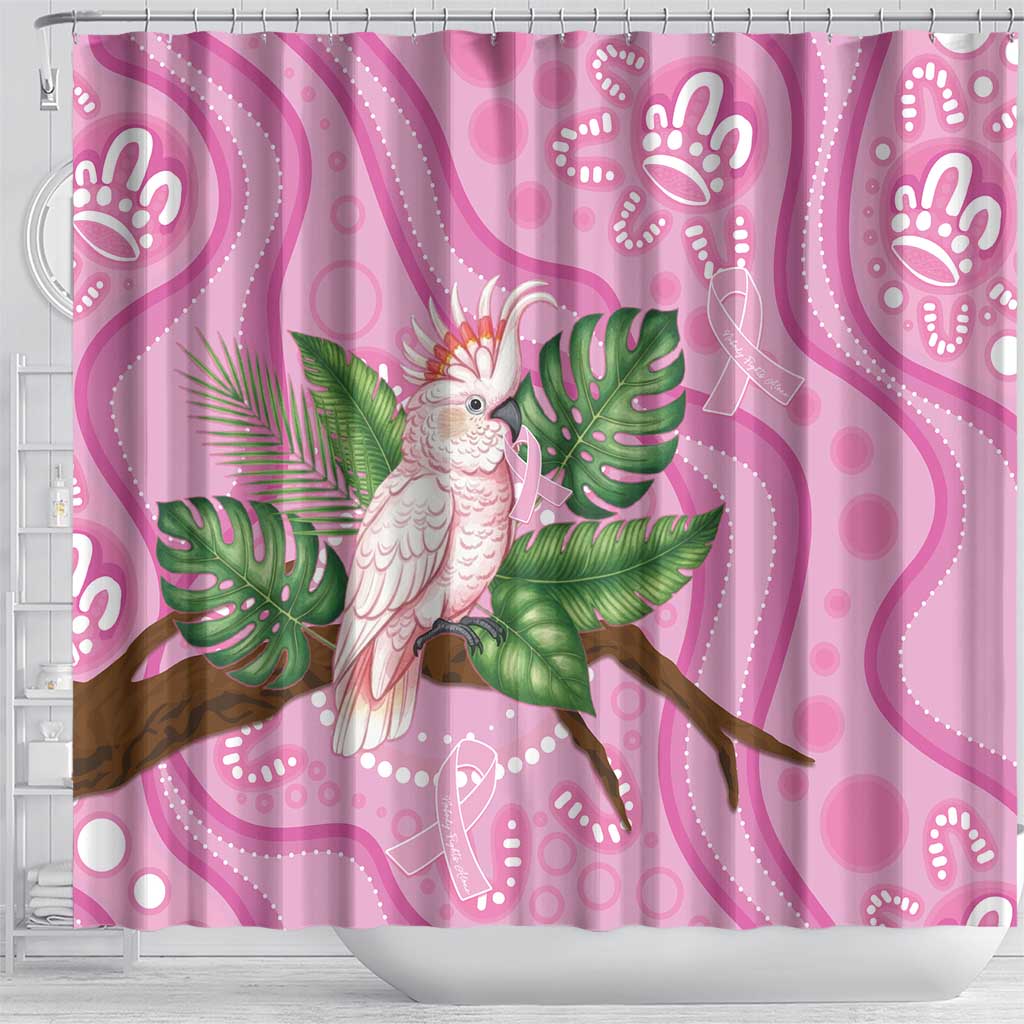Australia Breast Cancer Awareness Shower Curtain Pink Cockatoo Ribbon Aboriginal Dot Art