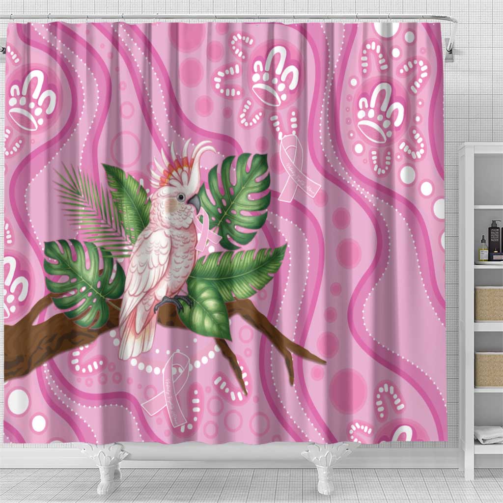 Australia Breast Cancer Awareness Shower Curtain Pink Cockatoo Ribbon Aboriginal Dot Art