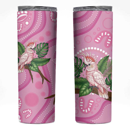 Australia Breast Cancer Awareness Skinny Tumbler Pink Cockatoo Ribbon Aboriginal Dot Art
