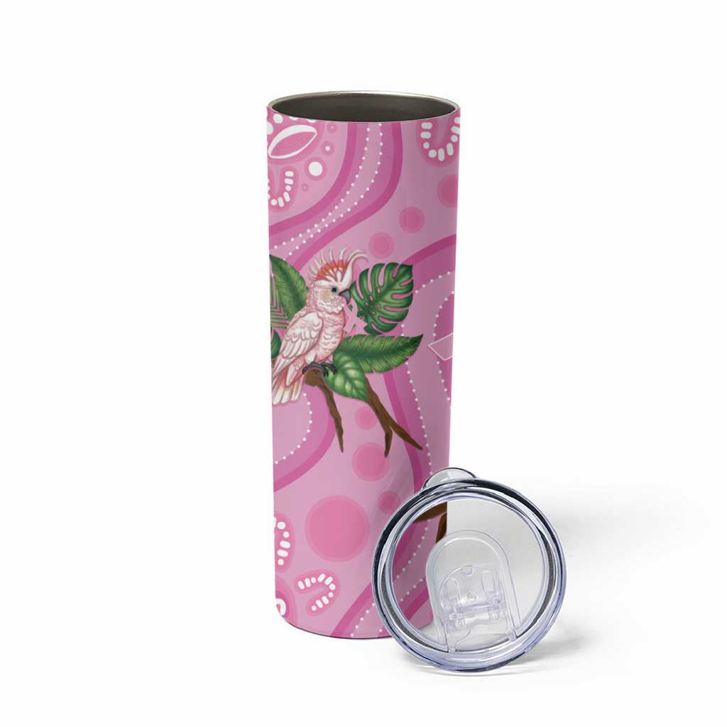 Australia Breast Cancer Awareness Skinny Tumbler Pink Cockatoo Ribbon Aboriginal Dot Art
