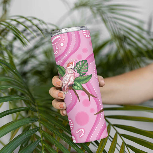 Australia Breast Cancer Awareness Skinny Tumbler Pink Cockatoo Ribbon Aboriginal Dot Art