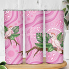 Australia Breast Cancer Awareness Skinny Tumbler Pink Cockatoo Ribbon Aboriginal Dot Art